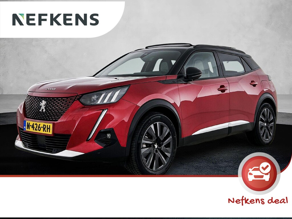 Peugeot e-2008 EV 136pk GT Pack 50 kWh Automaat | Schuif-/kanteldak | Trekhaak | Navigatie | Adaptieve Cruise Control | Camera | Stoelverwarming | Dodehoekdetectie | LED | 18"LMV |