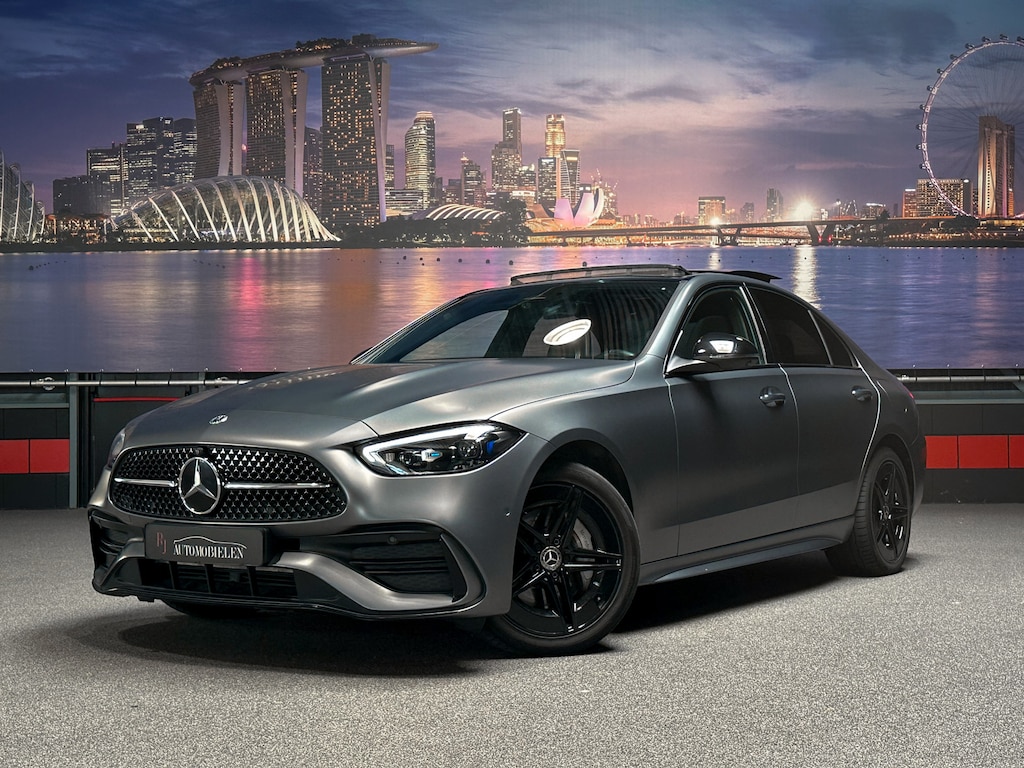 Mercedes-Benz C-klasse C300 e AMG MatteGrijs|Memory|HeadUp|Sfeer|Panorama|360cam