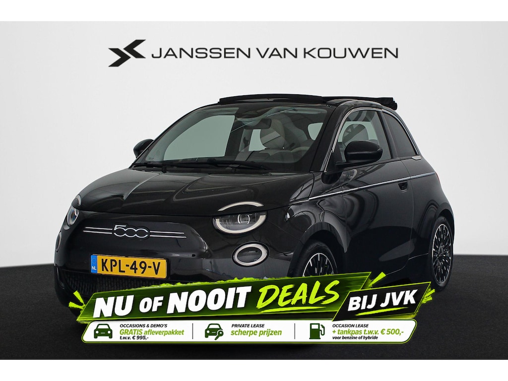Fiat 500C La Prima 42 kWh Cabrio Leder Stoelverwarming Achteruitrijcamera 17"