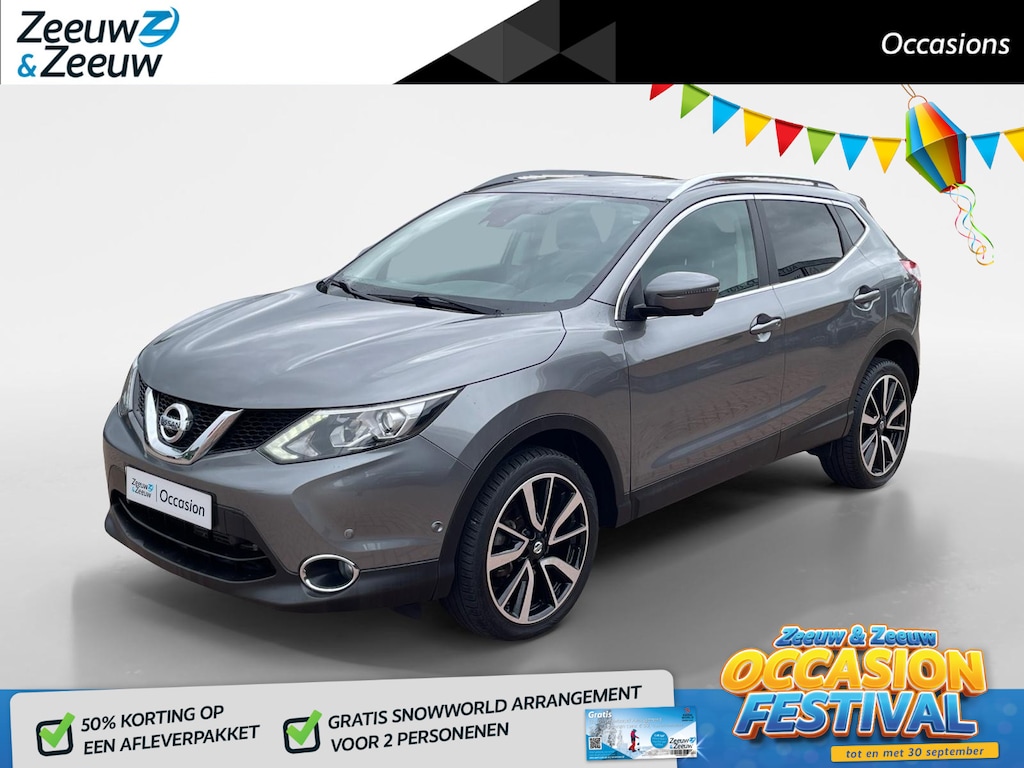 Nissan Qashqai 1.2 Tekna *Automaat*Navi+360Camera*Climate Control*Stoelverwarming*Panoramadak*Trekhaak*LM.Velgen*Lederen bekleding*Zeer nette auto!