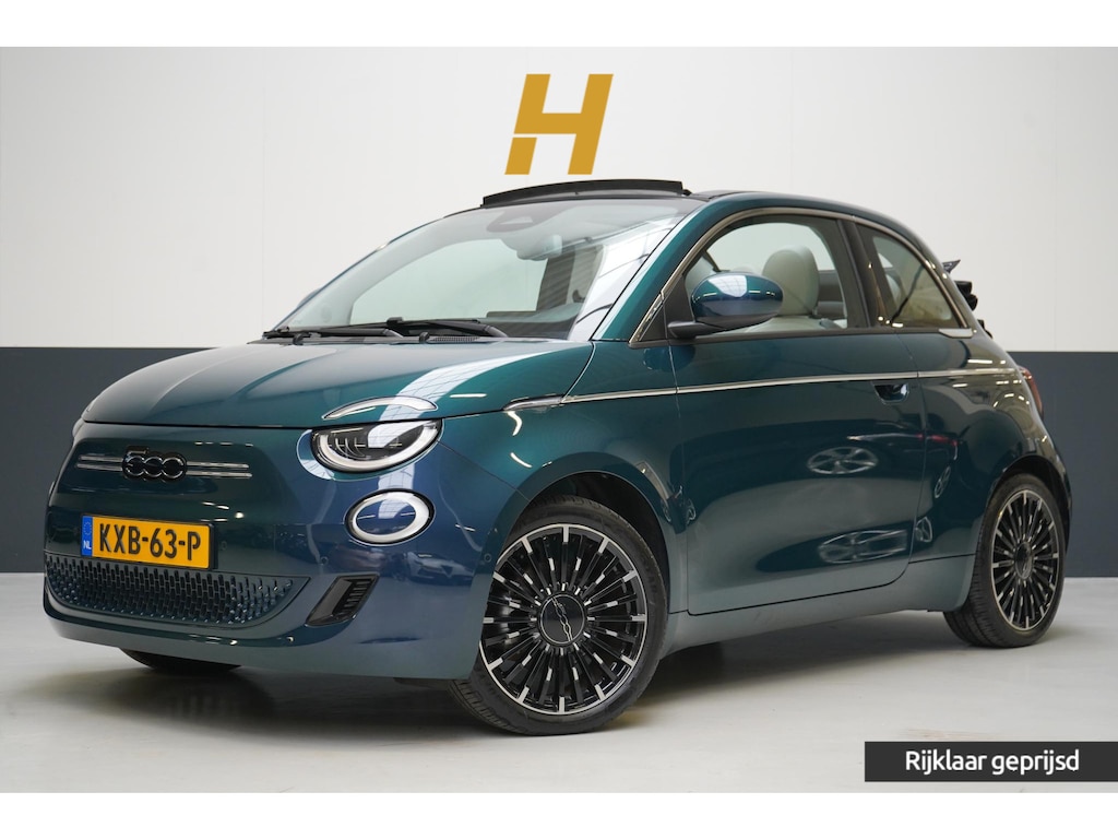 Fiat 500e Cabrio La Prima 42 kWh SoH 94,9% | Leder | Stoelverwarming | Lm velgen | Navigatie | Carplay