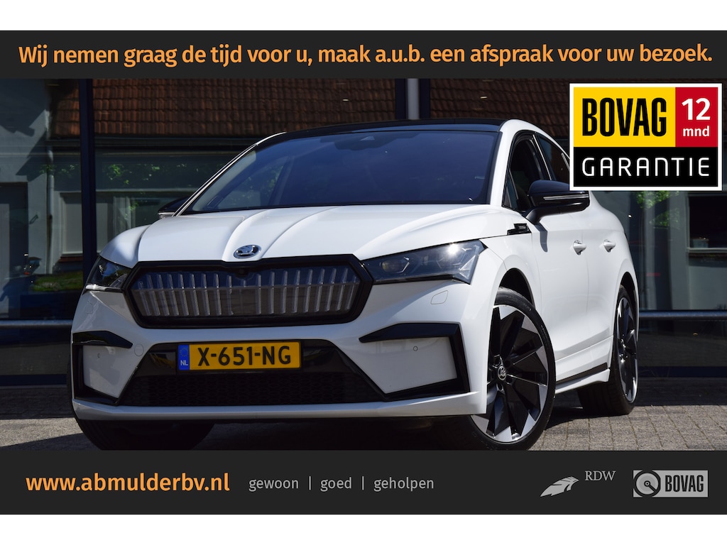 Skoda Enyaq Coupé 60 Sportline 180PK | Rijklaar incl. BOVAG Garantie | SOH 91,81% | Org. NL | Trekhaak | Panoramadak | Stoelverwarming | Apple Carplay/Android Auto | Velgen 21'' | El. Kofferklep |
