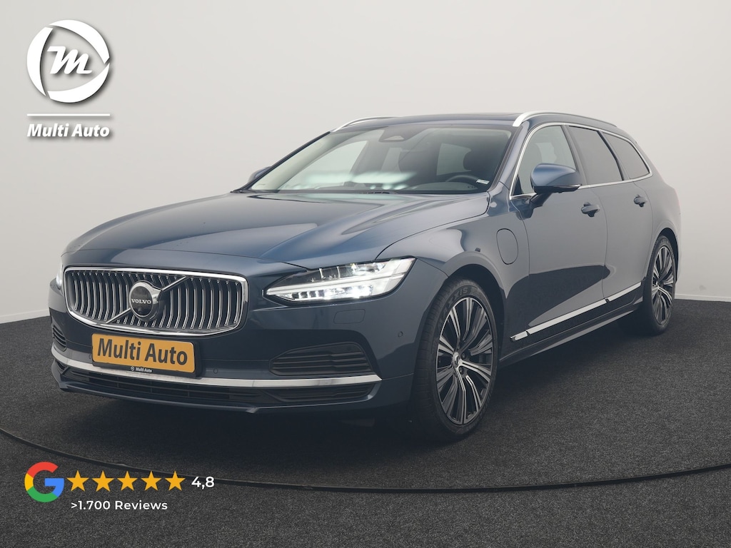 Volvo V90 T8 AWD Ultimate Bright LONG RANGE PHEV 350pk | Trekhaak Af Fabriek | Panodak | Adaptive Cruise | 360 Camera | Head Up | Lederen Sportstoelen Memory & Massage & Ventilatie | Bowers & Wilkins | Blis | Keyless | Stuur & Stoelen Verwarmd | Plug In Hybrid |