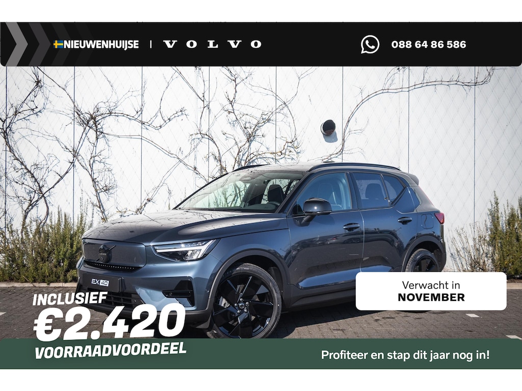 Volvo EX40 Single Motor Ext. Range Ultra Black Edition 82 kWh | Adaptieve Cruise Control | Schuif -/ Kanteldak | Elektr. Verstelbare Stoelen | 360 Camera | Getint Glas | 20 Inch | Harman Kardon Audio | Stoel + Stuurverwarming |