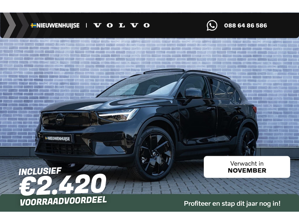 Volvo EX40 Single Motor Extended Range Ultra 82 kWh | Black Edition | Europa | Schuif-/Kanteldak | Harman Kardon Audio | Adaptieve Cruise Control | Stuur-/Stoelverwarming V+A | Warmtepomp | Getint Glas |