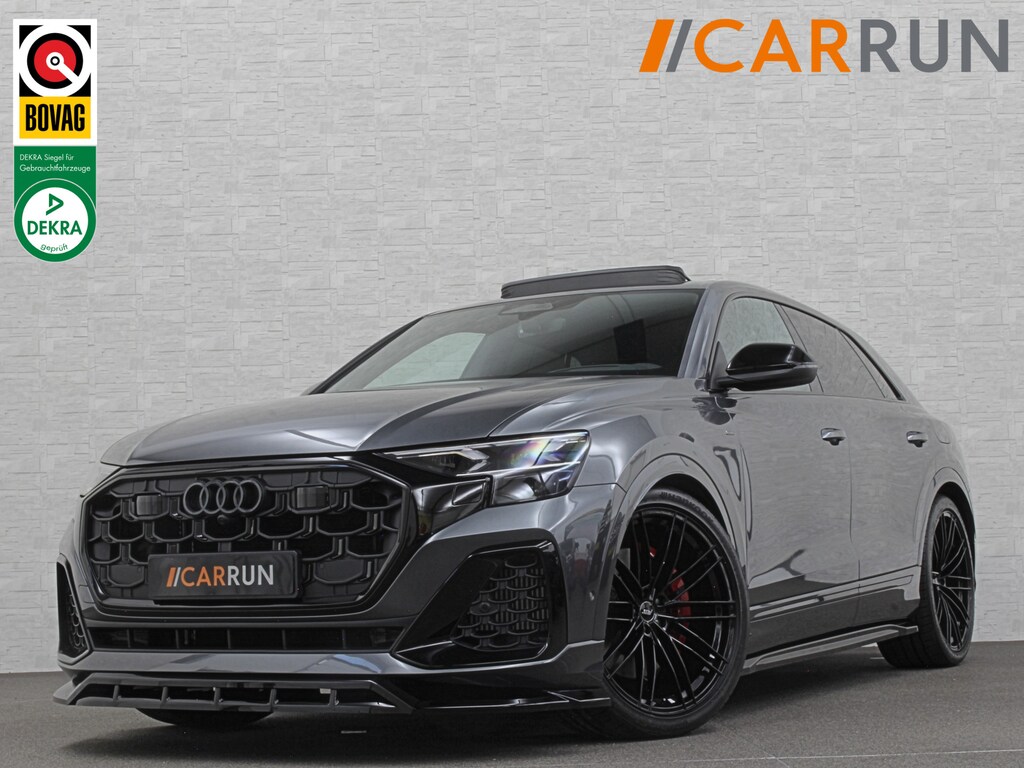 Audi Q8 60e Competition 490pk | 4WS | Massage | Carbon | Ventilatie | Valcona Leder+ Pakket | B&O Sound | 23'' | Alcantara hemel | Head-Up | Soft-Close | Panorama | 2x Memory | Trekhaak | Keyless-Entry | Luchtvering | Nieuw | Fabrieksgarantie.