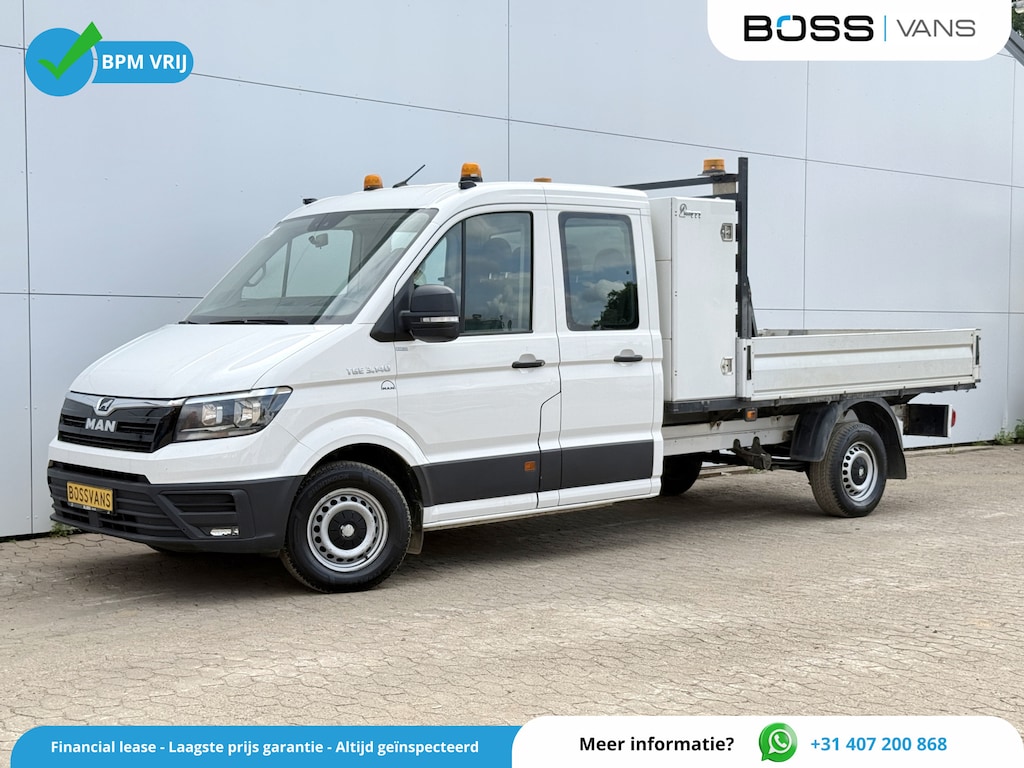 Volkswagen Crafter 3.140 2.0 TDI Automaat Open Laadbak Kist Dubbele cabine 6-persoons Airco Trekhaak Navigatie Carplay Pritische Pickup Open Box