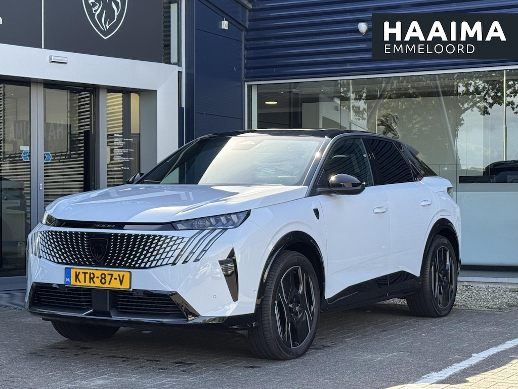 Peugeot E-3008 GT 73 kWh | NIEUW | 16% bijtelling tot € 30.000 | WLTP tot 526km | 160kW snelladen | Schuif-/kanteldak | Stoel- & stuurverwarming | Elektr. achterklep | Adaptieve Cruise Control | Navi