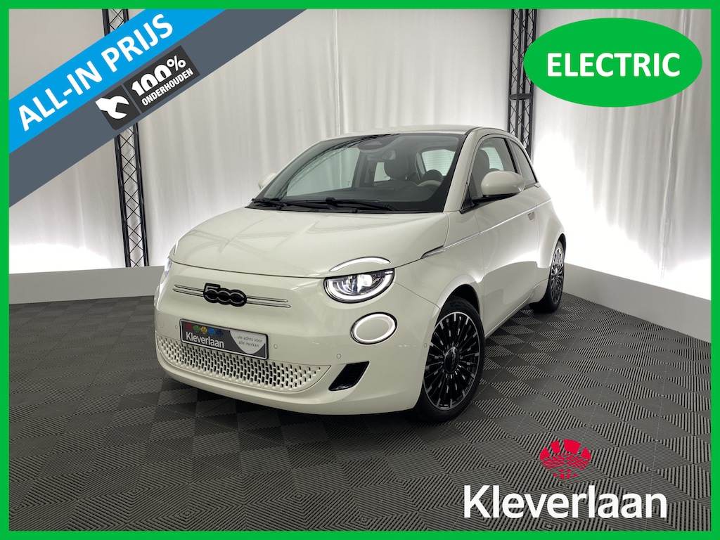 Fiat 500 La Prima 42 kWh | Apple carplay | Navi | Camera | Leer | Stoelverwarming | Armsteun | Dodehoekdet.