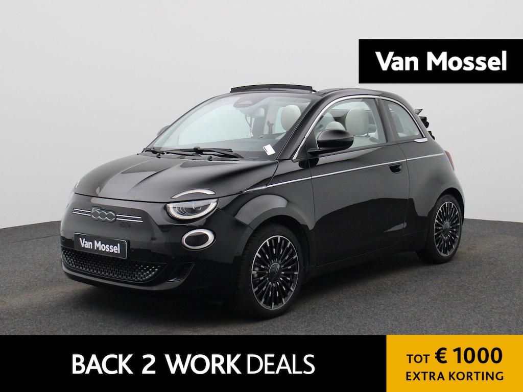Fiat 500C 42 kWh La Prima | ACHTERUITRIJCAMERA | STOELVERWARMING | APPLE CARPLAY - ANDROID AUTO | LEDEREN BEKLEDING | CLIMATE CONTROL |