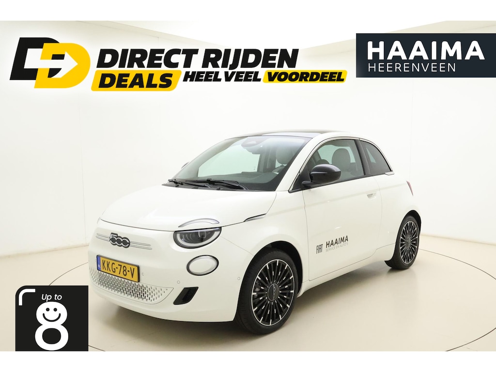 Fiat 500e Icon 42 kWh | DEMO | Glazen Panoramadak | Apple Carplay/Android Auto | Achteruitrijcamera | Climate control | Cruise control | Parkeersensoren | Stoelverwarming