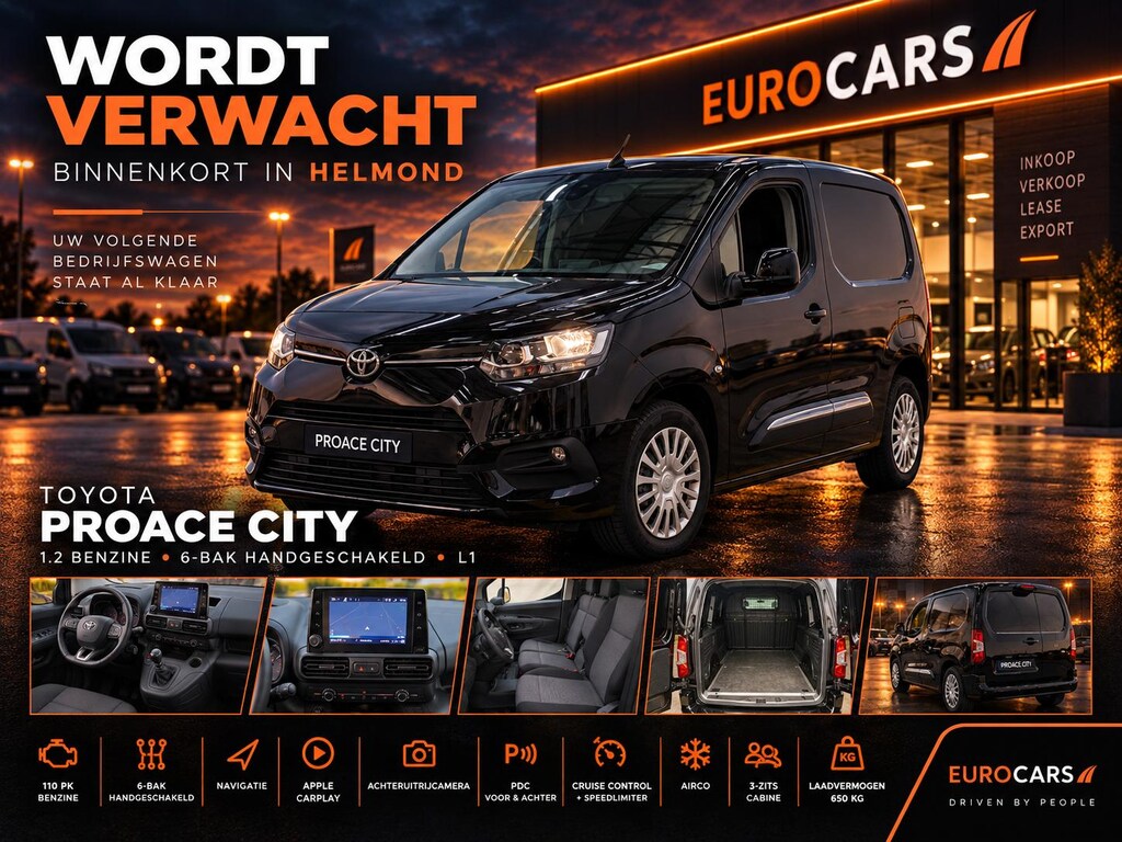 Toyota ProAce City 1.2 Turbo Live Navi Carplay Camera PDC V+A Cruise Control Airco 3-Zits Keyless