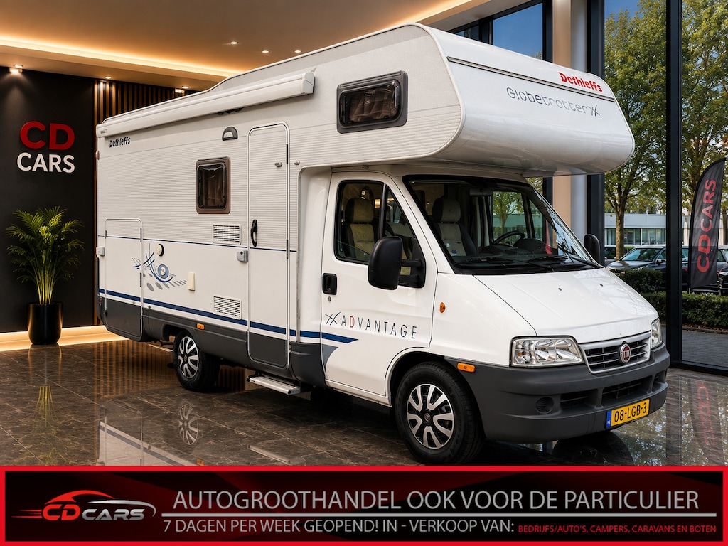 Fiat Camper GLOBETROTTER Dethleffs Vast bed, Keuken, Toilet, Mistlamp, Luifel, Radio, Koelkast, 6 Slaap plek, 6 zitplaats