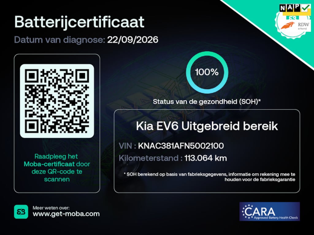 Kia EV6 Plus 77.4 kWh SOH 100% Trekhaak 1e EIG NL-Auto Rijklaarprijs!