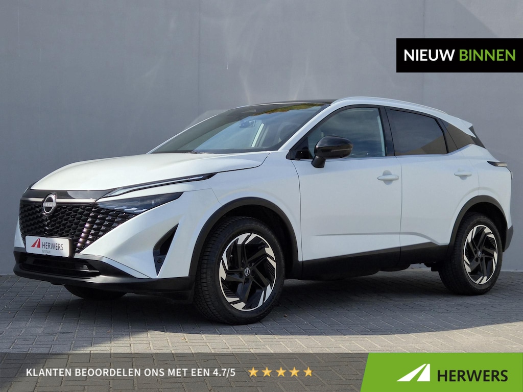 Nissan Qashqai 1.3 MHEV Xtronic N-Connecta / Facelift Model / Fabrieksgarantie tot 10-2028 / Dealer onderhouden / Panoramadak / Trekgewicht 1800 kg / Cold Pack / Easy Pack / All season banden / Rondomzicht camera / Head Up Display / Elektrische achterklep /
