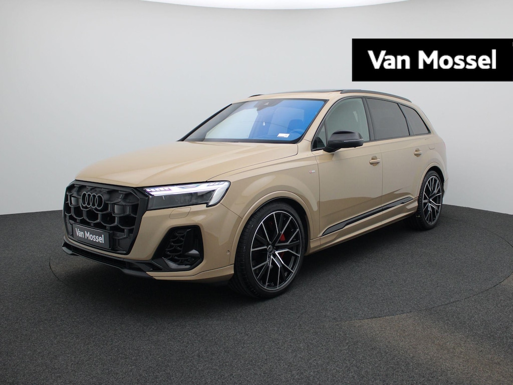 Audi Q7 60 TFSI e quattro Pro Line S Competition 490 PK l Adaptive cruise control + emergency ass. l Luchtvering l Glazen panoramadak l Vierwielbesturing l 360 graden camera l Head-up display l Elektrisch verstelbaar stuur l HD-matrix met laser l Elektr. verstelbare stoelen met geheugen l Elektrisch sluithulp portieren l Alarm Klasse III l Trekhaak
