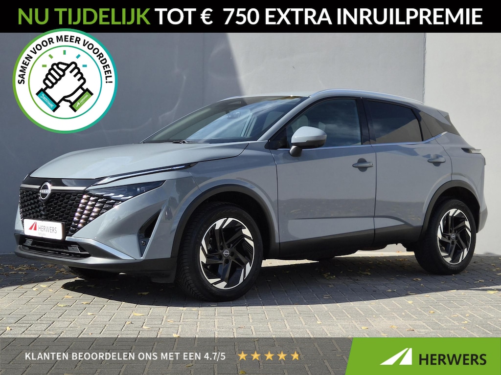 Nissan Qashqai 1.3 MHEV Xtronic N-Connecta / Facelift Model / Fabrieksgarantie tot 11-2027 / Dealer onderhouden / Trekgewicht 1800 kg /  Cold Pack / All season banden / Rondomzicht camera / Stuur- Stoel & Voorruit verwarming / Apple Carplay Android Auto /