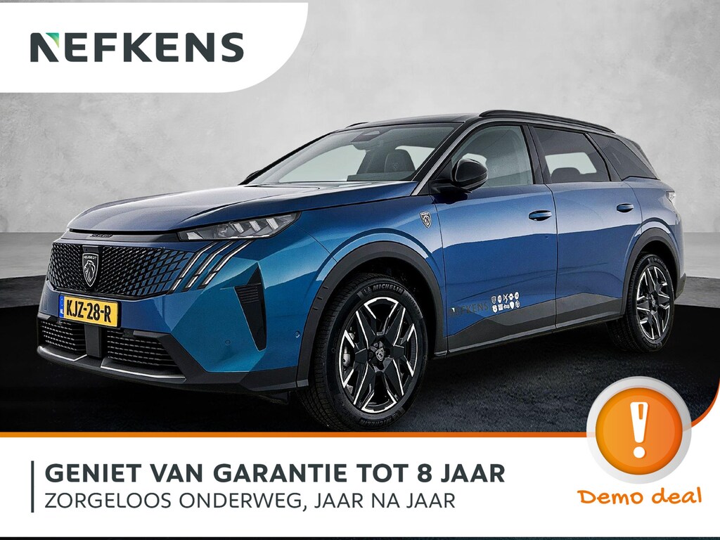 Peugeot 5008 SUV GT Hybrid 145pk Automaat | DEMO | 7 Zitplaatsen | Navigatie | 360° Camera | Handsfree Achterklep | Stoel- en stuurverwarming | Adaptieve Cruise Control | Climate Control | Parkeersensoren v+a | Matrix Led koplampen | Keyless | Draadloze Apple Carplay / Android Auto | Sfeerverlichting | Donker getint glas | Afwijkende dakkleur | 19" Lichtmetalen velgen |