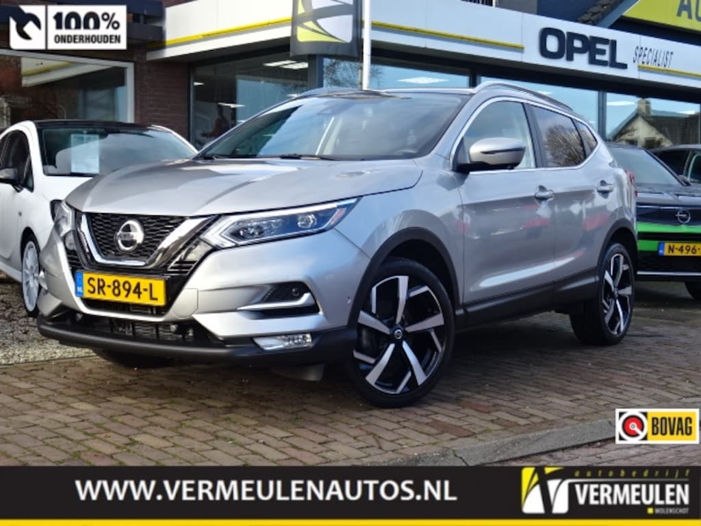 Nissan Qashqai 1.2 115PK Tekna+ Automaat + 19"/ Leder/ Full-LED/ 360° Camera/ Bose/ Winterpakket/ Panorama/ NL auto