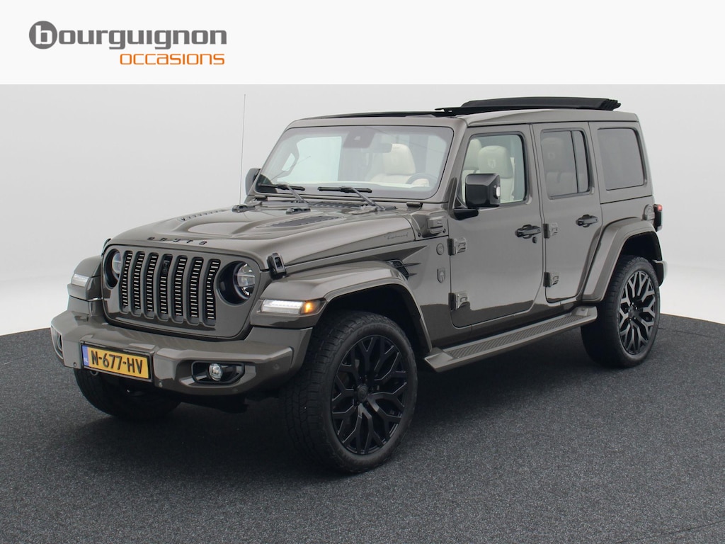 Jeep Wrangler Unlimited 4xe 380 Sahara BRUTE | Wit leder | Elektrisch vouwdak | Stuurverwarming | Privacy Glass | Trekhaak | Parkeersensoren | 22 Inch