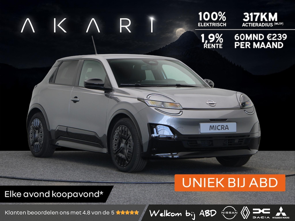 Nissan Micra 40 kWh AKARI 120pk | Midnight pack | Uniek bij ABD |