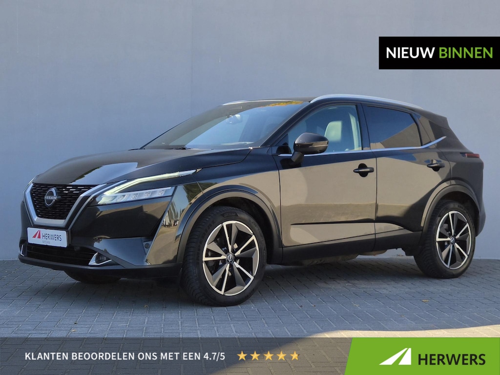 Nissan Qashqai 1.3 MHEV Xtronic Tekna Plus / Dealer onderhouden / Elektrisch achterklep / All season banden / head-up display / Panoramadak / Apple Carplay Android Auto / Trekgewicht 1.400 kg / Keyless Entry/Start / rondomzicht camera / Stuur- Stoel & Voorruitverwarming /