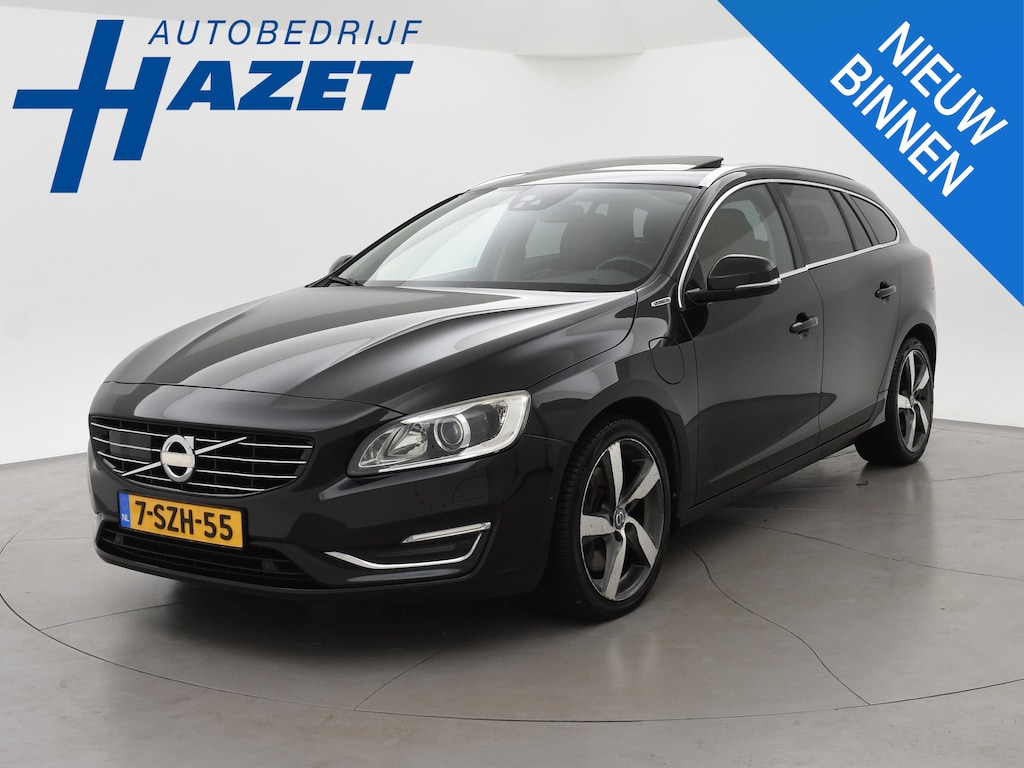 Volvo V60 2.4 D6 AWD PLUG-IN AMBER BLACK + COGNAC LEDER | ADAPTIVE CRUISE | SCHUIFDAK | TREKHAAK | H/K