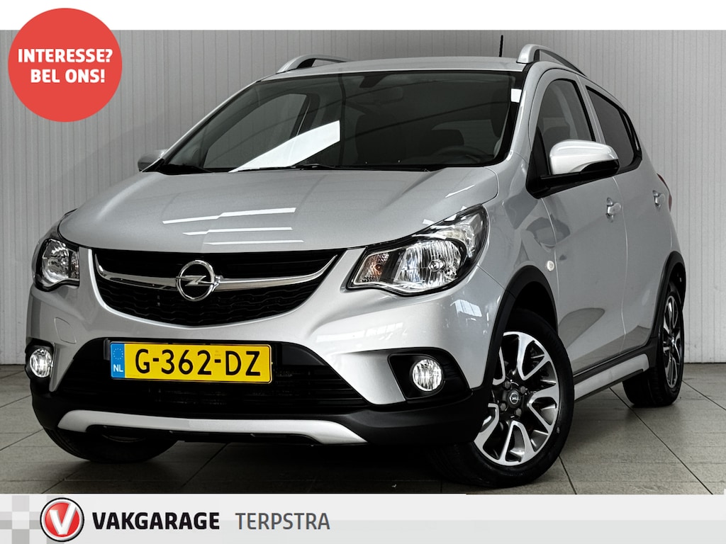 Opel Karl 1.0 Rocks Online Edition/ Apple + Android/ Dakrails/ DAB+/ 15'' LMV/ Extra getint glas/ Multi. Stuur/ Navi/ Cruise/ Bluetooth/ Airco/ Mistl./ PDC/ Metallic lak.