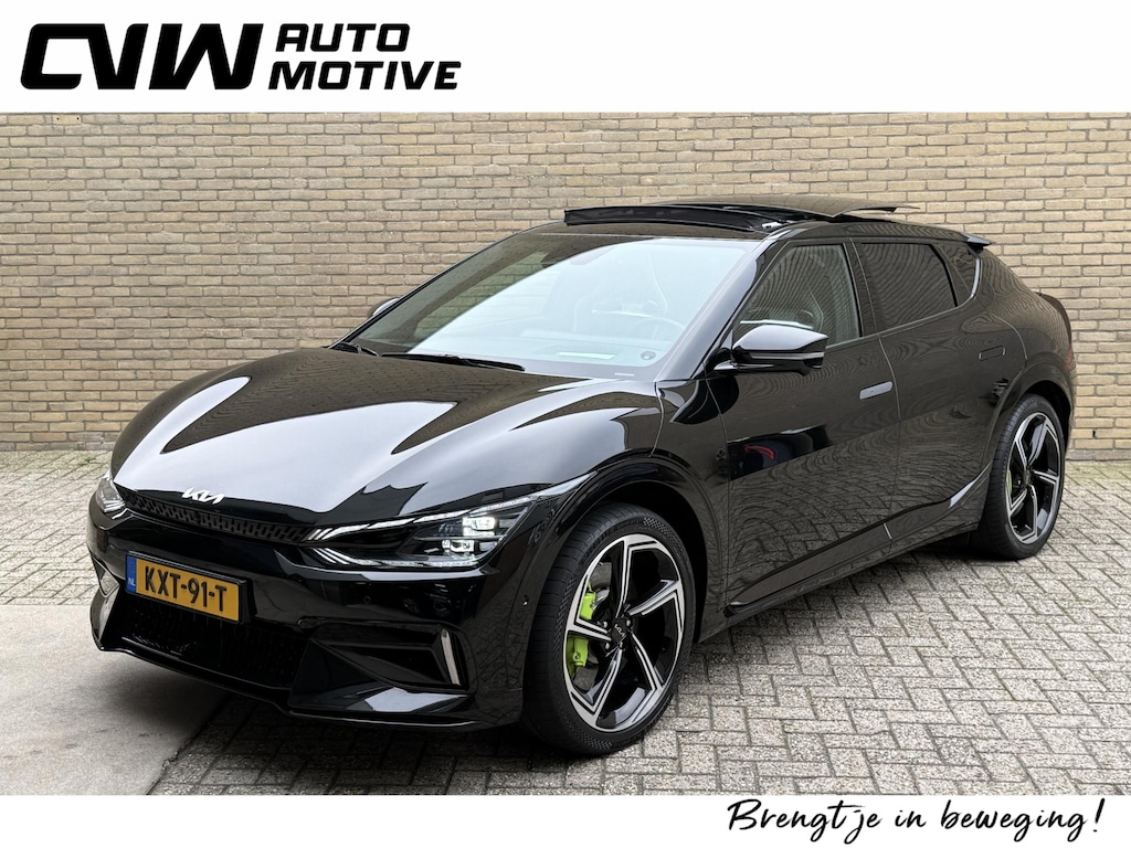 Kia EV6 GT AWD 77.4 kWh | SOH 97% | Panoramadak | 360 camera | Head up | Sportstoelen | Meridian audio | Stoel&stuurverwarming | 20 inch velgen | Sfeerverlichting | Adaptieve cruise | Full-LED | DAB | Apple CarPlay | Dodehoekdetectie | Elektrische achterklep | Volledig onderhouden | Fabrieksgarantie