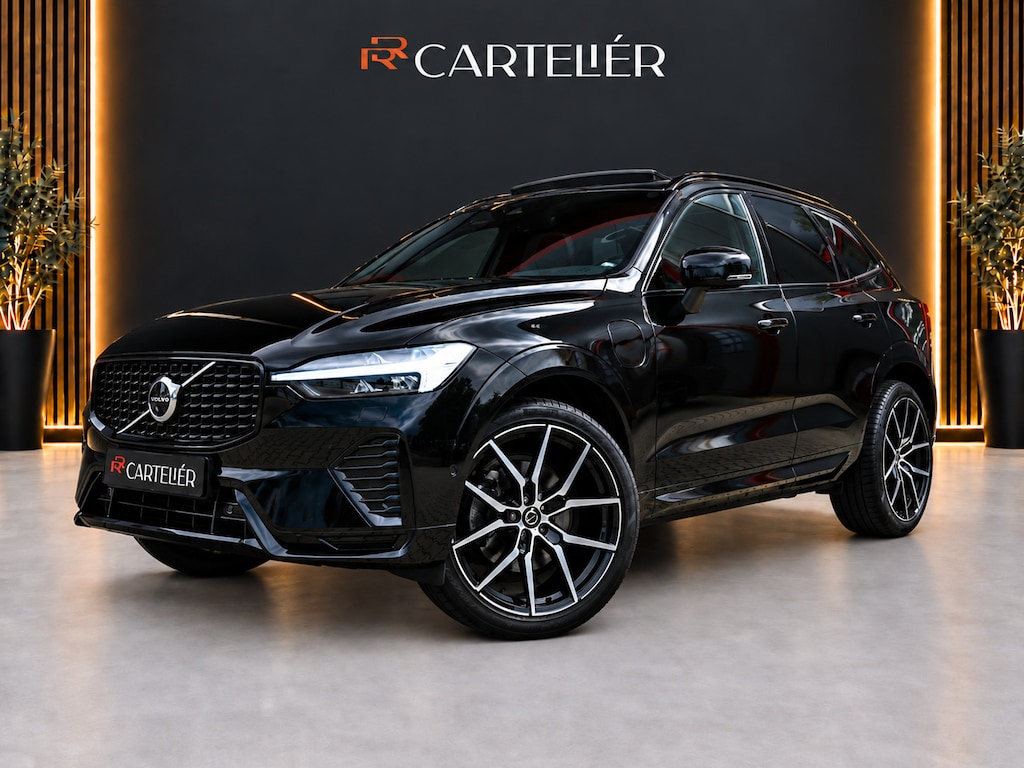 Volvo XC60 2.0 T6 R-Design AWD 398PK Long Range | Pano | Orrefors | 360 | Harmon Kardon | Keyless | ACC | Stoelverwarming voor+achter | Memory | Leder | Carplay | Trekhaak | Stuurwielverwarming | Digital Dash | Full Black | 21'' | Ambient | Led