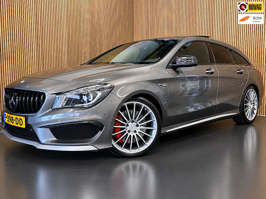 Mercedes-Benz CLA Shooting Brake AMG 45 4MATIC OrangeArt Edition|381PK|PANO|VOLLEDER|CARPLAY|CAMERA|CRUISE|STOELVERWARMING|