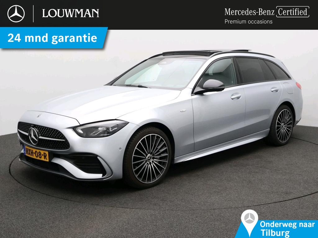Mercedes-Benz C-klasse Estate 300 e Business Solution AMG AMG Line | Night Pakket | Panorama Schuif-Kanteldak | Distronic | Parkeerpakket met 360°-camera | Sfeerverlichting. Inclusief 24 maanden Mercedes-Benz Certified garantie voor Europa.