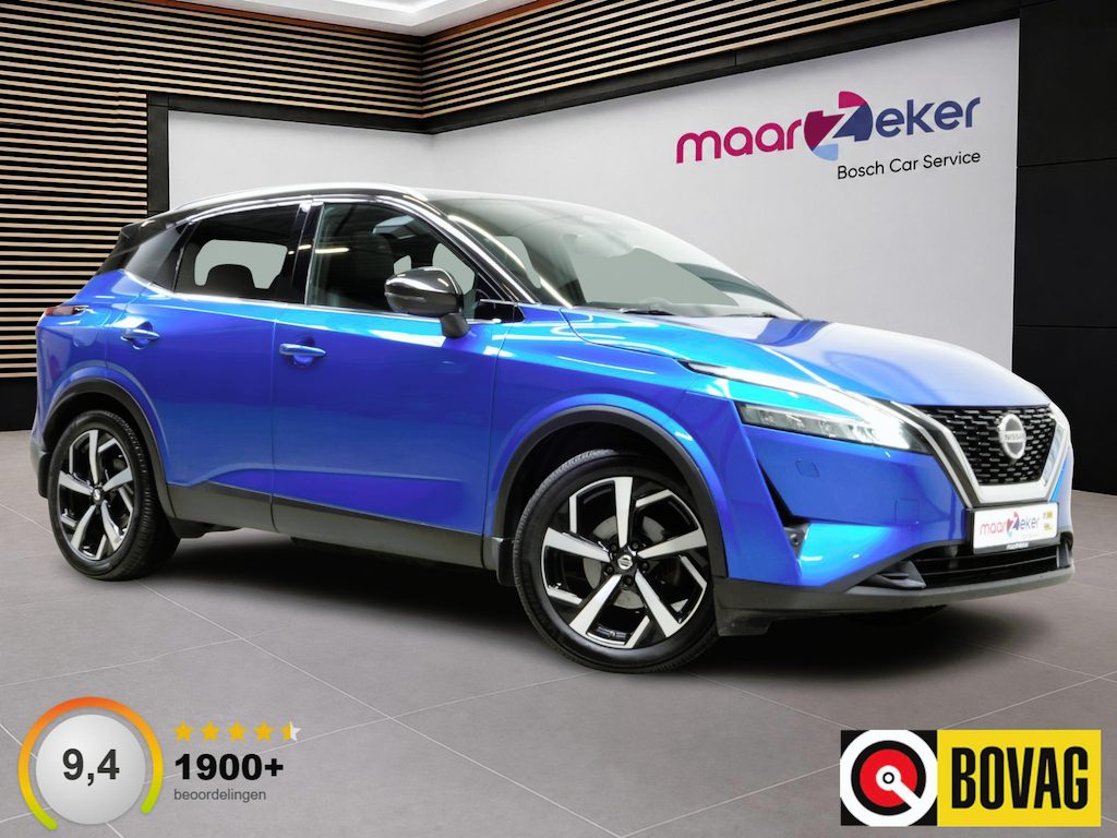 Nissan Qashqai 1.3 MHEV Xtronic Tekna Plus ✅Head-Up✅Trekhaak✅Leer✅Memory Seat✅Elect. Achterklep✅Apple✅Digital Cockpit✅