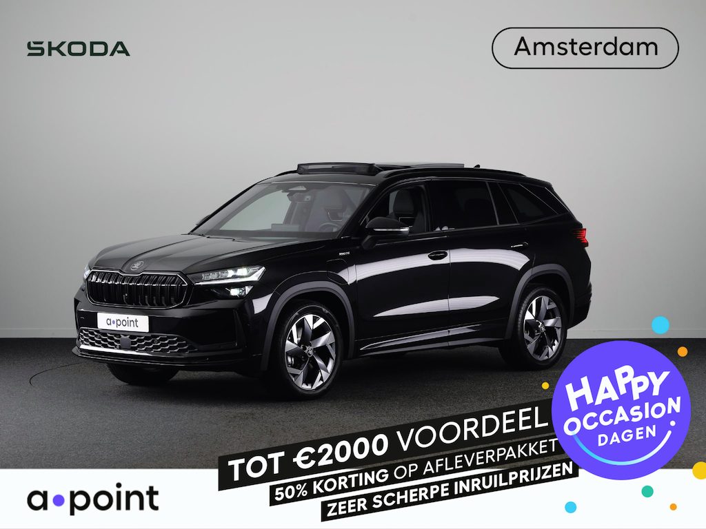 Skoda Kodiaq 1.5 TSI PHEV Sportline Business 204 pk Automaat (DSG) | Verlengde garantie | Navigatie | Panoramadak | Trekhaak (wegklapbaar) | Parkeersensoren | Achteruitrijcamera | Adaptieve cruise control | Stoelverwarming v/a |