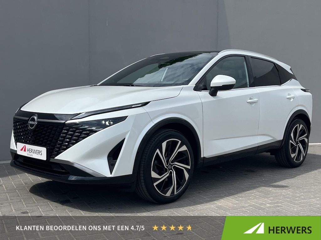 Nissan Qashqai 1.3 MHEV Xtronic Tekna Plus / 10 Jaar Nissan More / Panoramadak / HUD / BOSE / ACC / Luxe Lederen Bekleding / Stoel Massage / Stoel & Stuurwiel Verwarming / Elektr. Stoelen / Elektr. Achterklep / Memory Stoelen /