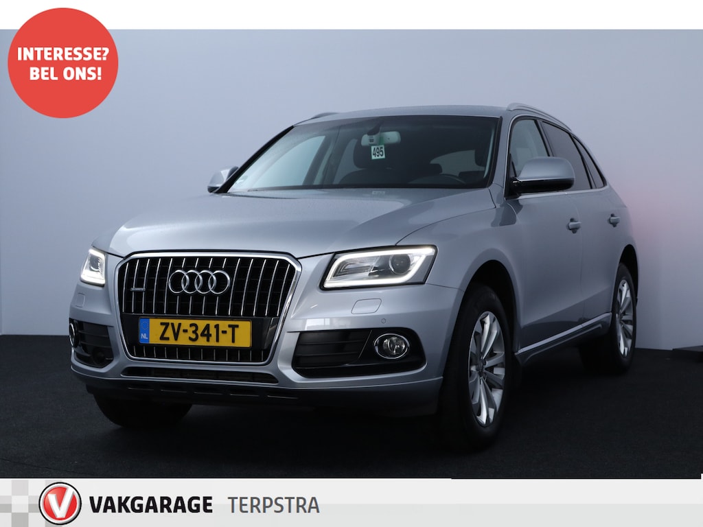 Audi Q5 2.0 TFSI quattro Pro Line Plus/ 230pk!/ Elek. Trekhaak/ Bi-Xenon/ 18'' LMV/ Elek. Stoel(en) + Memory/ Stoelverw./ Standkachel/ Adaptive Cruise/ Elek. Kofferklep/ PDC V+A/ Navi/ Bluetooth/ Multi. LEDER. Stuur/ Extra getint g