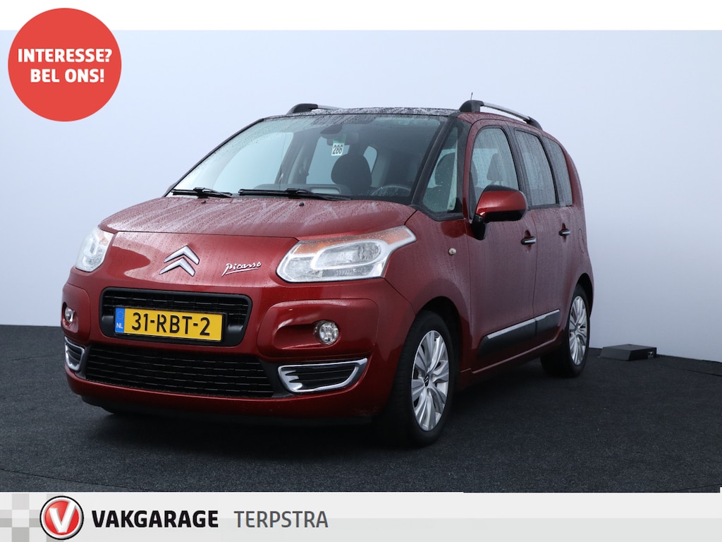Citroën C3 Picasso 1.4 VTi Exclusive/ Trekhaak/ 16'' LMV/ PDC/ Panorama-Dak/ Clima/ Cruise/ Elek. pakket/ Isofix/ Bluetooth/ Armsteun/ LEDER. Stuurw./ AUX & USB/ Chroom/ Extra getint glas/ Dakrails.
