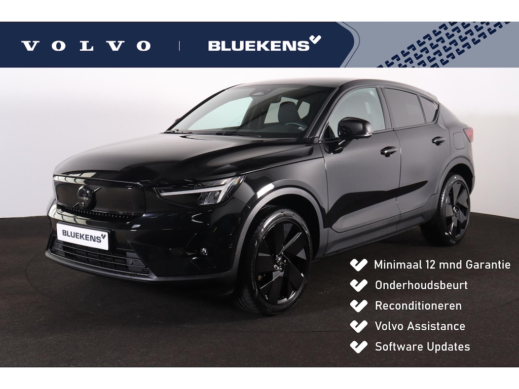 Volvo EC40 Extended Range Plus Black Ed. 82 kWh - Panoramadak - IntelliSafe Assist & Surround - 360º Camera - Verwarmde voorstoelen, stuur & achterbank - Parkeersensoren voor & achter - Elektr. bedienb. bestuurdersstoel met geheugen - Draadloze tel. lader - Extra getint glas - 20' LMV