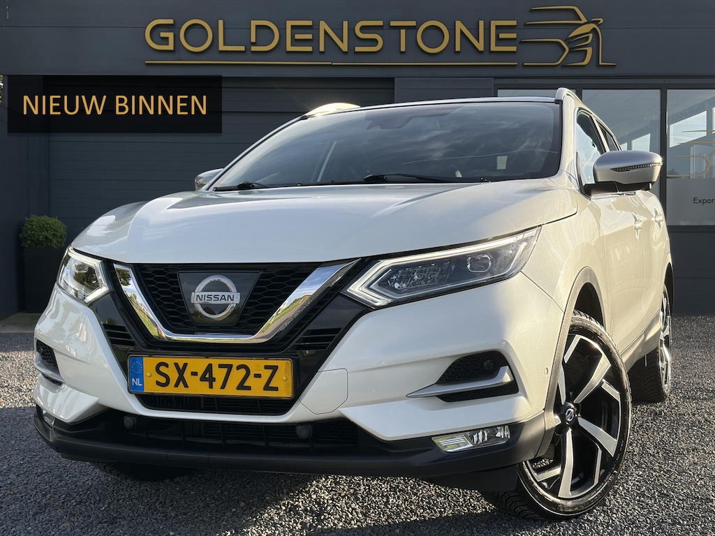 Nissan Qashqai 1.2 Tekna + ✓360° Camera✓2e Eigenaar✓Pano✓Navi✓Leder✓Keyless✓Stoelverw✓116pk✓Pdc V+A✓Lm velgen✓Net beurt gehad✓Clima✓Cruise✓Rijstrooksensor✓6 Bak✓Dodehoeksenor✓Lm velgen✓N.A.P✓Apk tot 12-2027
