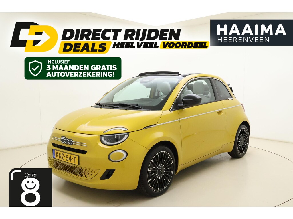 Fiat 500 1.0 Hybrid La Prima Cabrio | DEMO | Tot 8 jaar garantie | Navigatie | JBL Audio | Achteruitrijcamera | Climate control | Full LED Koplampen | Stoelverwarming | 17" Lichtmetalen velgen
