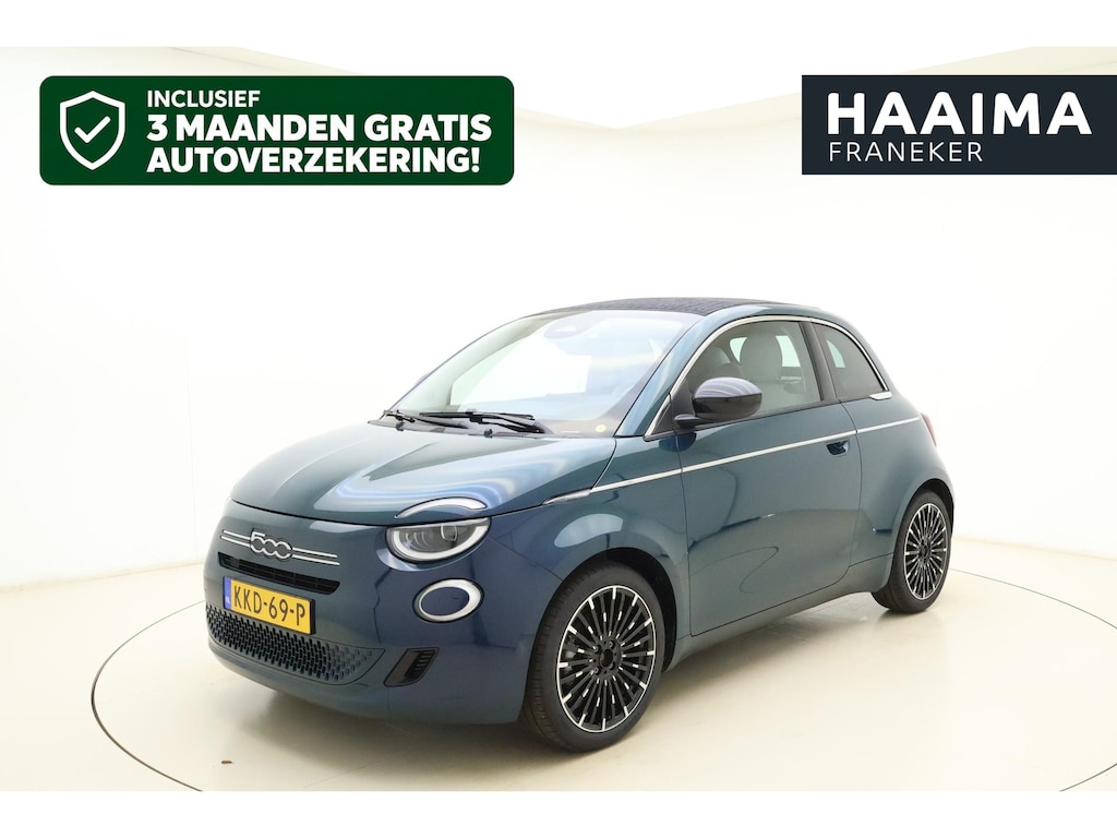 Fiat 500 1.0 Hybrid La Prima | Cabrio | Lederen bekleding | Keyless | Camera | Cruise control | Lichtmetalen velgen | Navigatie | Draadloze apple carplay/android auto | JBL audio