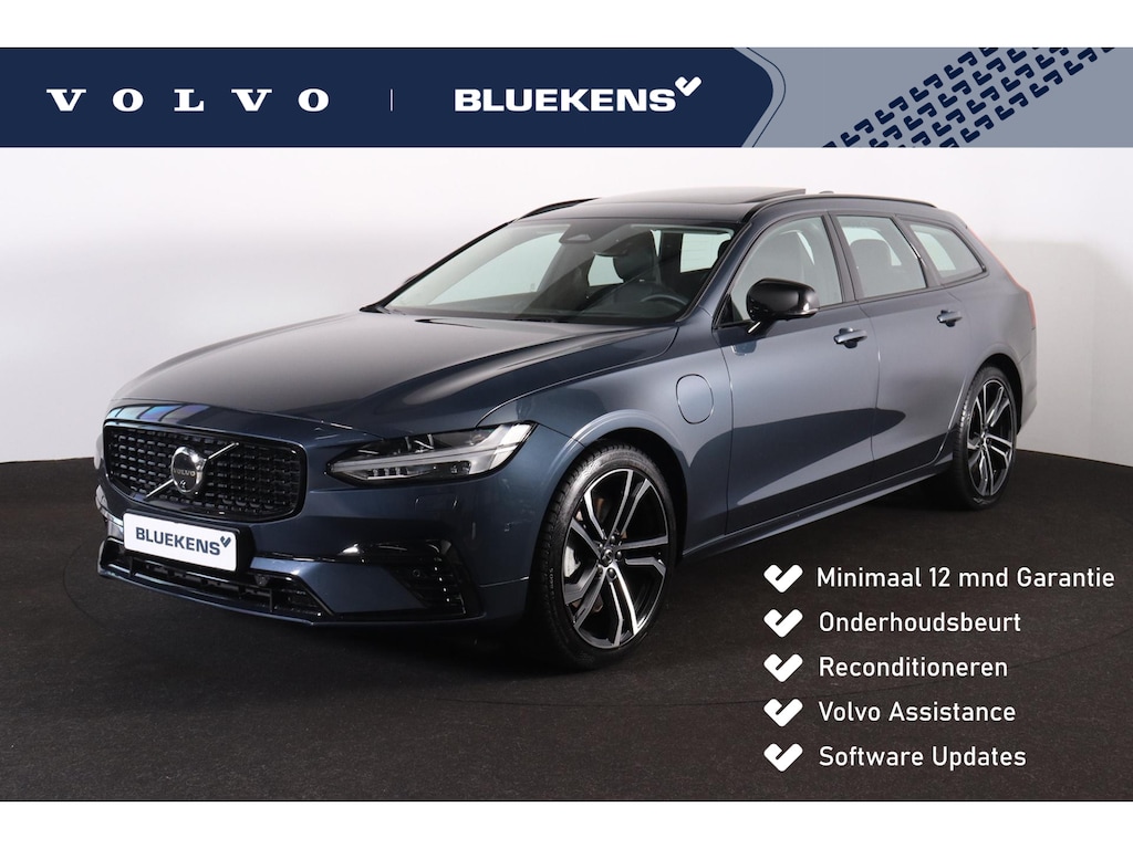 Volvo V90 T8 Recharge AWD Ultra Dark - Luchtvering - Panorama/schuifdak - IntelliSafe Assist & Surround - 360º Camera - Bowers & Wilkins audio - Adaptieve LED koplampen - Verwarmde voorstoelen, stuur & achterbank - Parkeersensoren voor & achter - Elektr. bedienb. voorstoelen met geheugen - Geventileerde voorstoelen - Head up display - Inklapbare trekhaak - 20' LMV