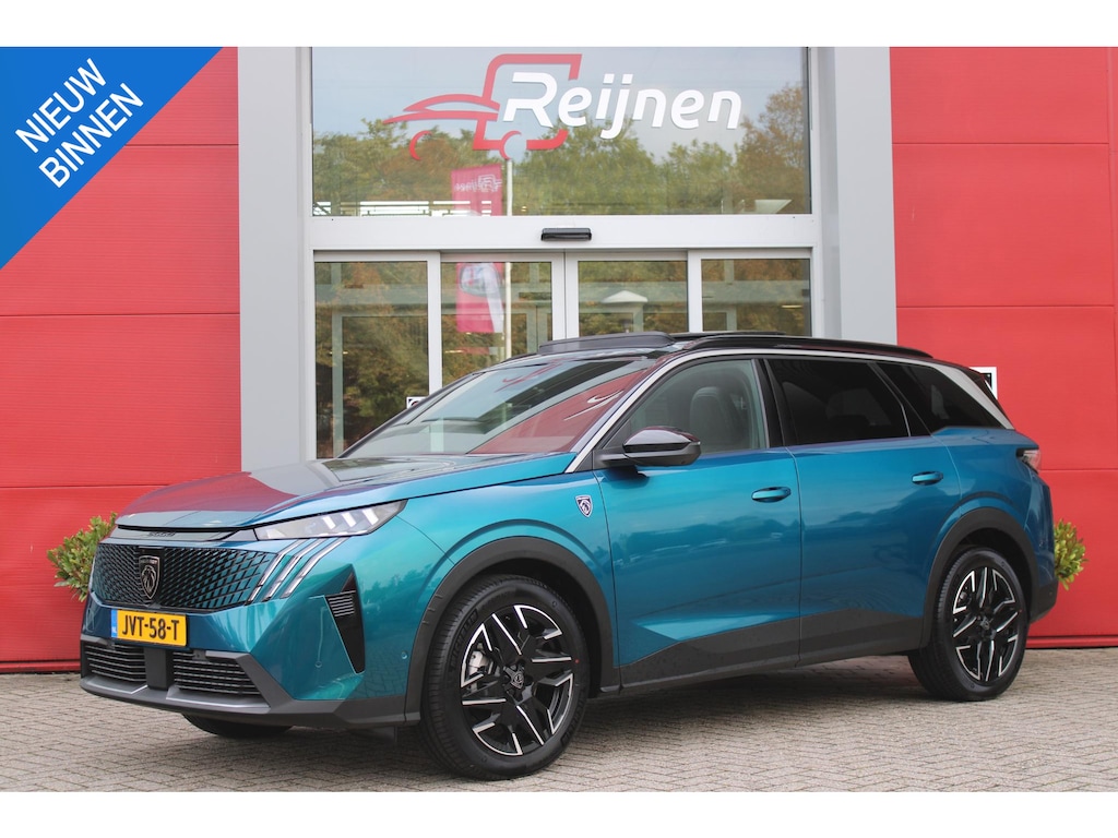Peugeot 5008 1.2 Hybrid 145PK AUTOMAAT GT 7p | PANORAMISCH SCHUIFDAK PACK | 360° VISION & DRIVE ASSIST PLUS PACK: (360° CAMERA, BUITENSPIEGELS MET KANTELFUNCTIE, DRIVE ASSIST 2.0, DRAADLOZE TELEFOONLADER, ANTIDIEFSTALALARM) | BEKLEDING ALCANTARA/KUNSTLEDER | SEAT PACK COMFORT: (AGR BESTUUDERSSTOEL EN PASSAGIERSSTOEL ELEKTRISCH VERSTELBAAR MET MASSAGE FUNCTIE, BESTUUDERSSTOEL MET GEHEUGENFUNCTIE, BUITENSTE ZITPLAATSEN ACHTERBANK VERWARMBAAR) | GLANZEND ZWARTE DAKRAILS | BLUE OBSESSION | 19" LICHTMETALEN VELGEN "BREDA" | DRAADLOZE TELEFOONLADER | APPLE CARPLAY/ANDROID AUTO DRAADLOOS | LED MATRIX KOPLAMPEN | EXTRA GETINTE ACHTERRUITEN | 7-PERSOONS | 3-ZONE CLIMATE CONTROL | NAVIGATIE | VERWARMBAAR SUURWIEL | STOEL VERWARMING | ZWARTE HEMEL BEKLEDING | SFEER VERLICHTING | 21" ZWEVEND HD SCHERM | ELEKTRISCH BEDIENBARE ACHTERKLEP | HIGH BEAM ASSIST (ADAPTIEVE GROOTLICHTASSISTENT |