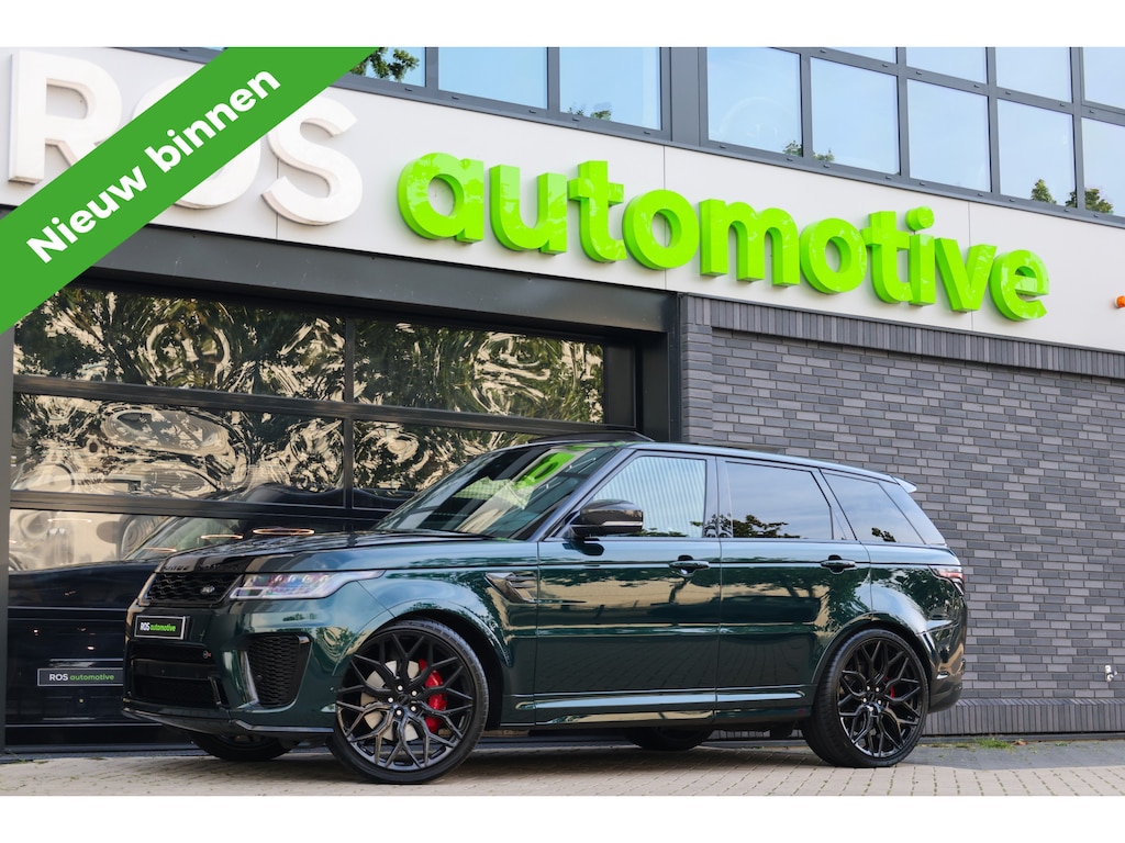 Land Rover Range Rover Sport P575 SVR | UNIEK! | SVO RACING GREEN | 24'' VOSSEN | 4X STOELVERKOELING | DEALER ONDH | HUD | ELEK TREKHAAK |