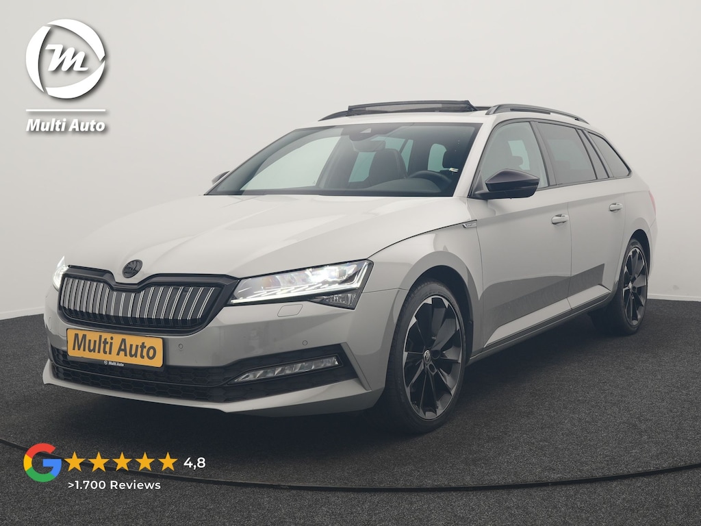 Skoda Superb Combi 1.4 TSI iV Sportline Business PHEV 218pk Dealer O.H. | Panodak | Camera | Canton Audio | Alcantara Sportstoelen Memory & Verwarmd | Sfeerverlichting | Keyless | BLIS | Stuur Verwarmd | Apple Carplay | Crystal LED | Navigatie | DAB | Plug In Hybrid |