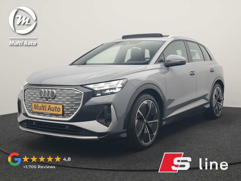 Audi Q4 e-tron 35 2x S Line 55 kWh 170pk Dealer O.H. | Panodak | Lederen Sportstoelen Memory | Adaptive Cruise | Head Up | 360 Camera | Sonos Audio | Matrix LED | Keyless | Blis | Apple Carplay | Navigatie | DAB |