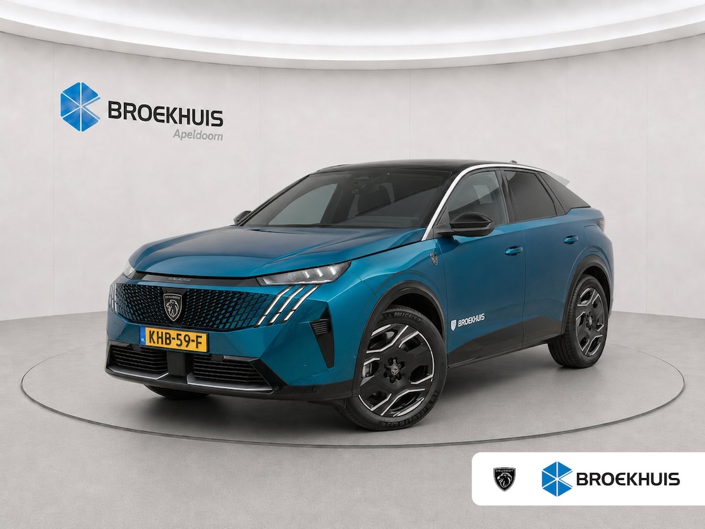 Peugeot E-3008 GT Long Range 230 97 kWh | Trekhaak | Apple Carplay/Android Auto | Navigatie | Adaptieve Cruise | Warmtepomp | Camera | 20'' L.M. | | 11 kW lader | 20"LM-Velgen | Achterbank in delen neerklapbaar