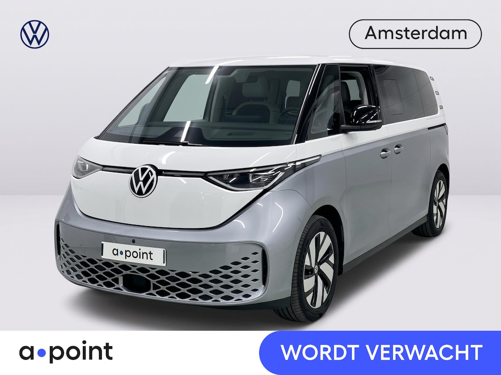 Volkswagen ID. Buzz Pro 86 kWh LWB 7p. 286 pk | Warmtepomp | Navigatie | Panoramadak | Parkeersensoren (Park assist) | Rondomzicht camera | Stoelverwarming | Elektr. Schuifdeuren | Verwarmde voorruit | Verwarmd stuur |