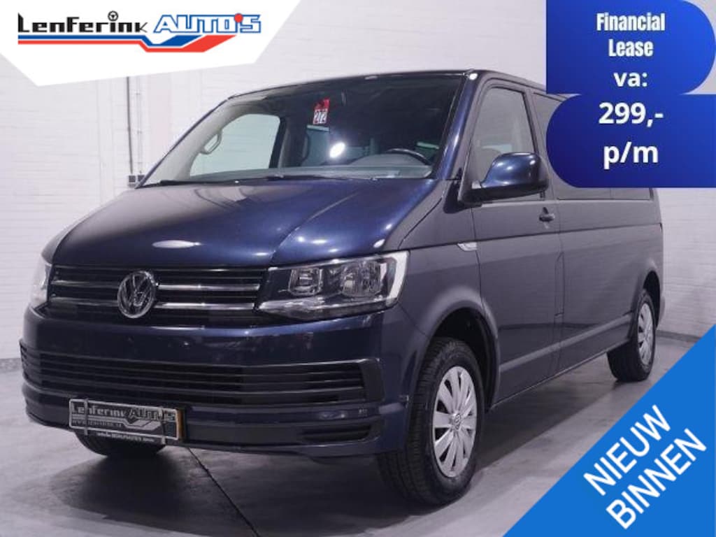 Volkswagen Transporter 2.0 TDI 150 pk Dubbel Cabine Airco, Leder Zwart Cruise control, Trekhaak, 5-Zits