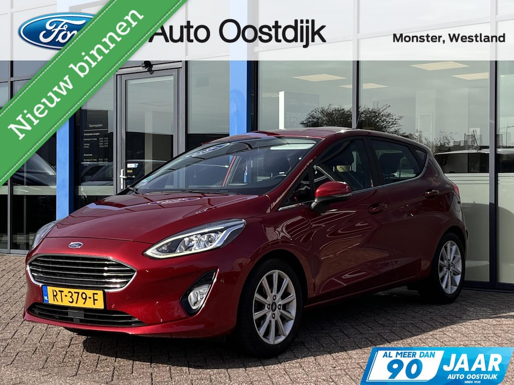 Ford Fiesta 1.0 EcoBoost Titanium 100pk Trekhaak Adaptieve Cruise Camera Verwarmde Voorruit Navi B&O Parkeersensoren Climate 16'' Velgen *Leuk*